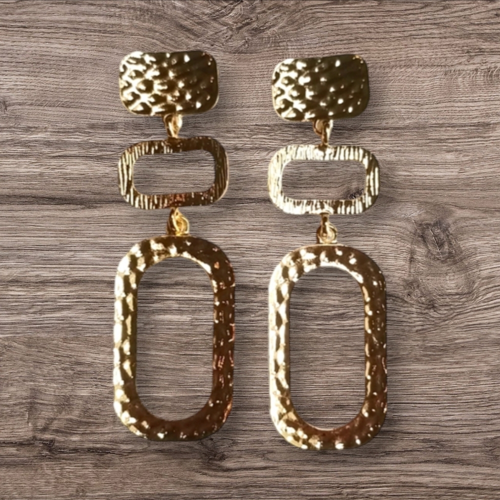 3 for $15 Hammered Gold Dangle Earrings